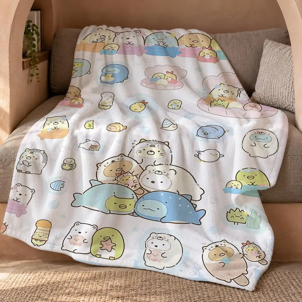 Cartoon S-Sumikko Gurashi Anime Throw Double Sided Flannel Throw Blanket Soft Travel Camping Sofa Bed Home