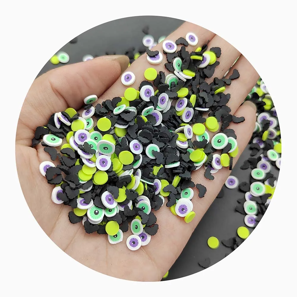 New Creative Halloween Eye Black Bat Mixed Polymer Clay Slice Sprinkles For Nail Art Scrapbooking Holiday Party Decor