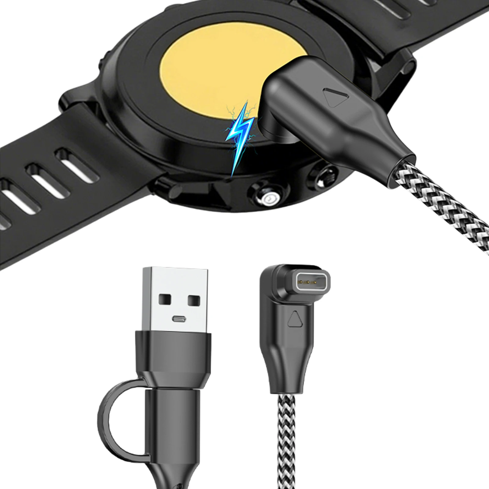 

2 in 1 Fast Charging Data Cable for COROS PACE4 PACE Pro APEX4 (46/42mm) NOMAD Charger Cable USB Type-C Micro Charging Cable