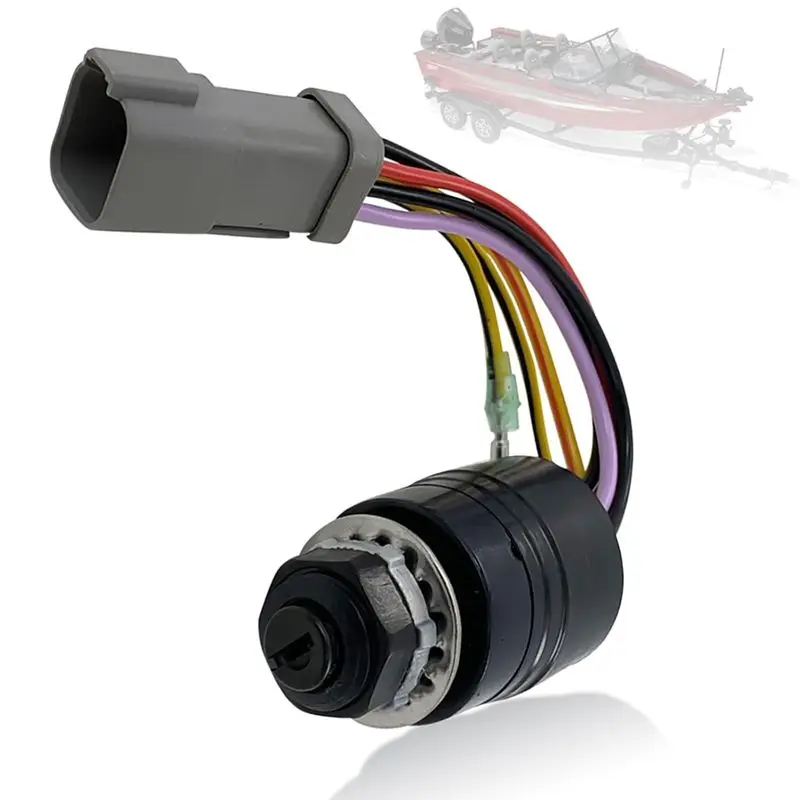 For Tracker Boats 129572 Ignition Switch, 1 Key, 3 Position 6 Wire Connectors Included