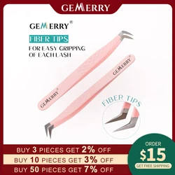 1 Pcs Eyelash Tweezers Extension Pink Stainless Steel Superhard Tweezers With Fiber Tips High Precision Anti-Static Tweezers