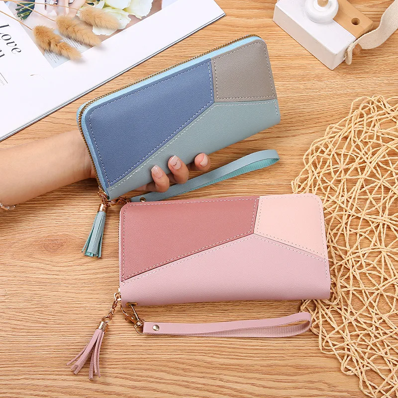 Women's Long Wallet Mobile Phone Bag Fashionable Coin Purse Card Holder Simple Fashion Versatile Zipper  PVC Leather Billfold .