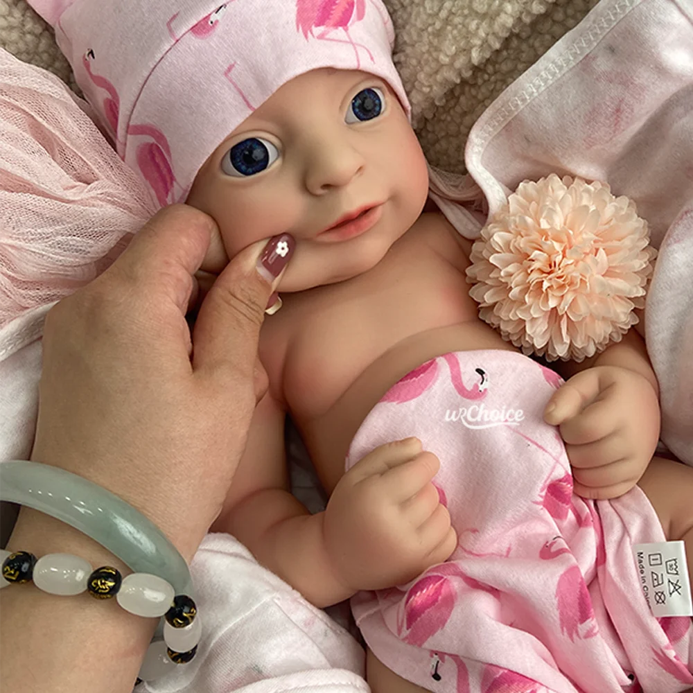 Poupée Reborn en silicone souple, 43 cm, bouche ouverte et lavable, peau peinte réaliste, pour nouveau-né, pour enfants de 3 ans et plus, cadeaux pour enfants