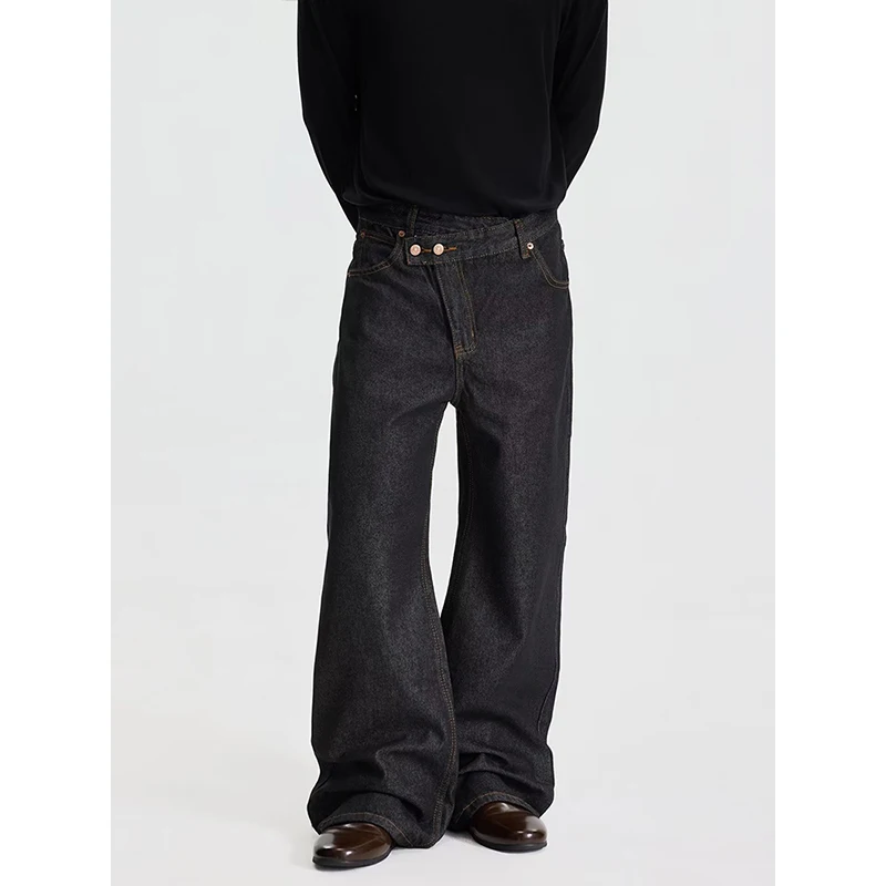 Men's Irregular Design Jeans Vibe Casual Pants Summer Boy Bottom Wide Legs Sweatpants Male High Waist Unisex Baggy Trousers