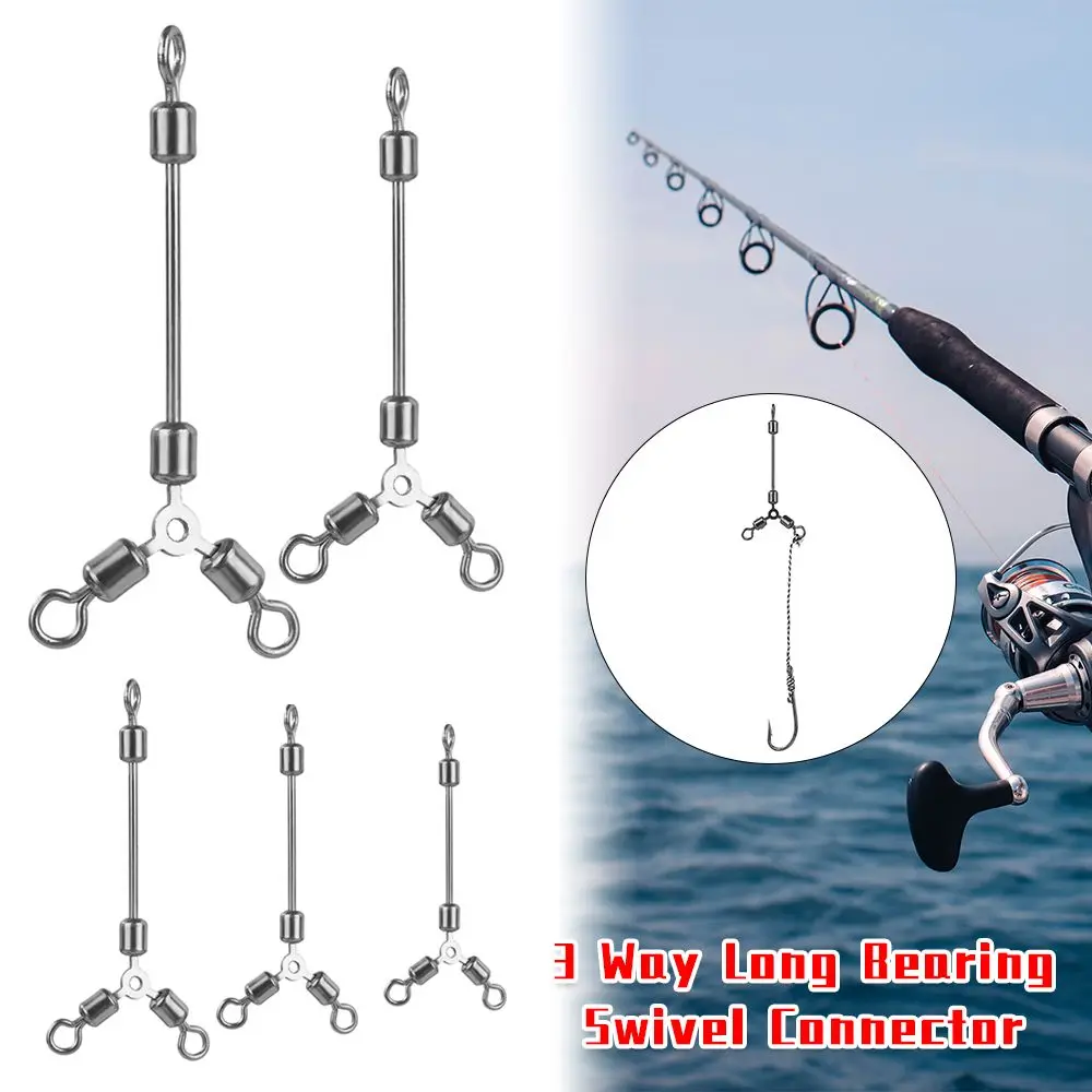 25Pcs Hot Bearing Barrel Trident Three Way Long Bearing Cross Line Fishhook Connector T-shape Fishing Swivels