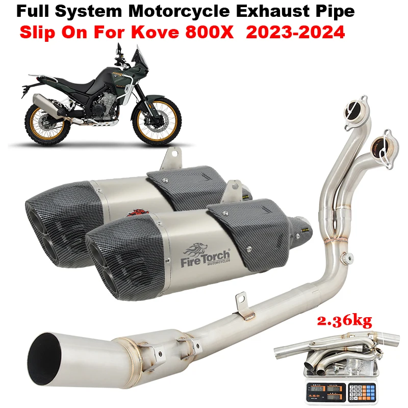 Full Systems Motorcycle Dual Air Vents Exhaust Muffler Escape Front Link Pipe For KOVE 800X 800 Rally Adventure Pro 2023 2024