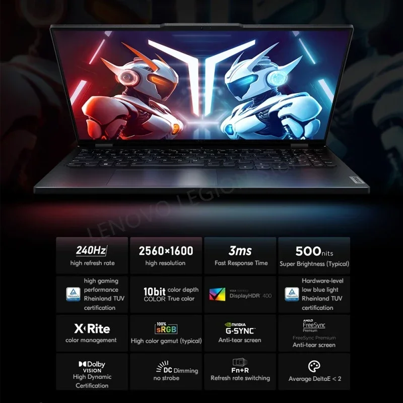 كمبيوتر محمول للألعاب الرياضية الإلكترونية Lenovo Legion R9000P AMD R9 7945HX 32G 1T RTX4060 100%sRGB 500nits 2.5K 240 هرتز 16 بوصة كمبيوتر محمول للألعاب