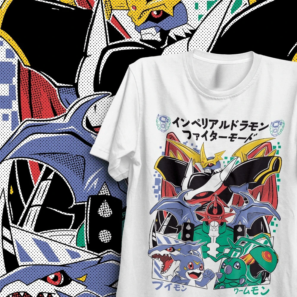 Summer Digimon Adventure Animation Brand 100%Cotton Kaiser Greymon Printed T-shirt Unisex Short Sleeve Adult Children Y2k view 2