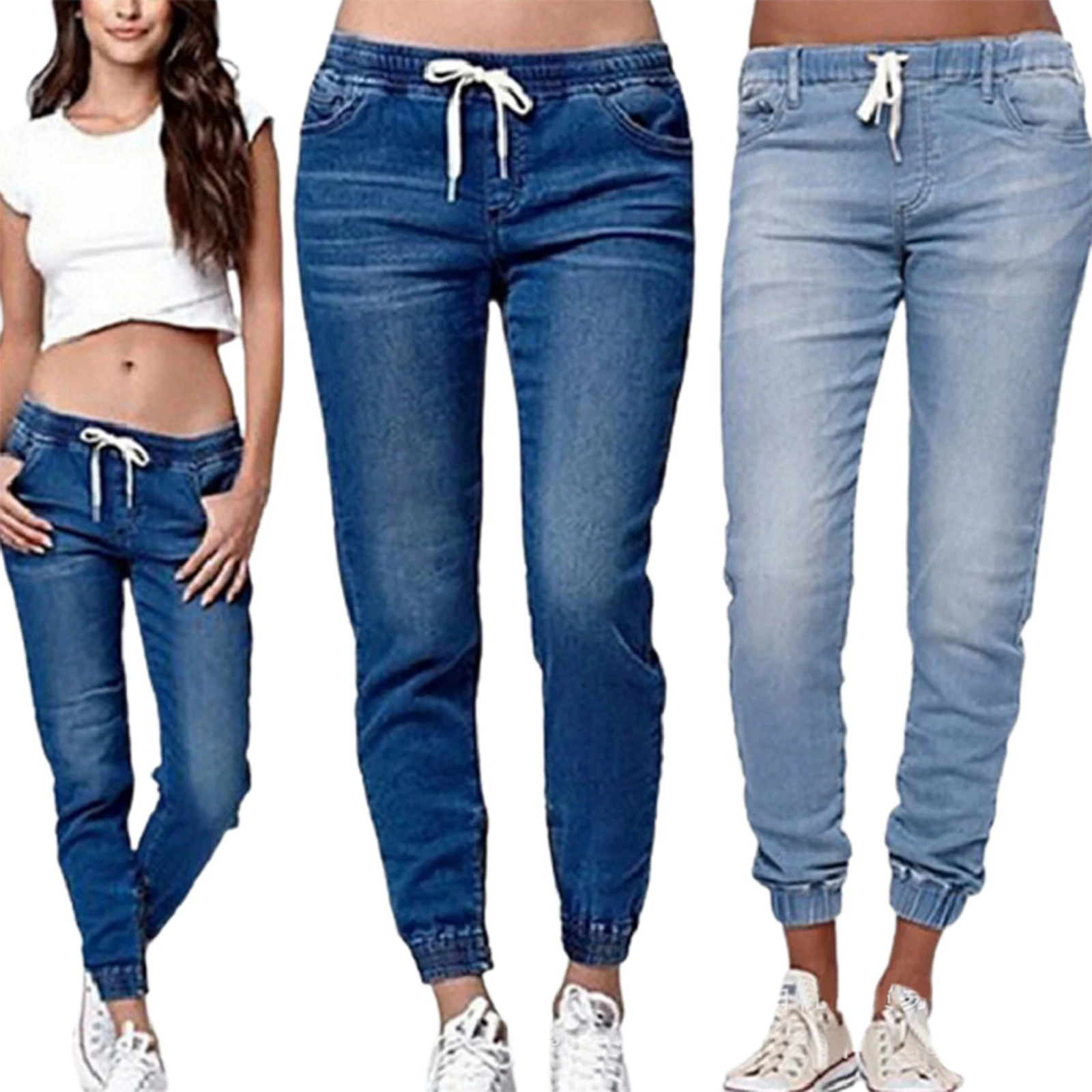 Casual Jogger Pants 2021 Elastic Sexy Skinny Pencil Jeans For Women Leggings Jeans High Waist Women\'s Denim Drawstring Pants