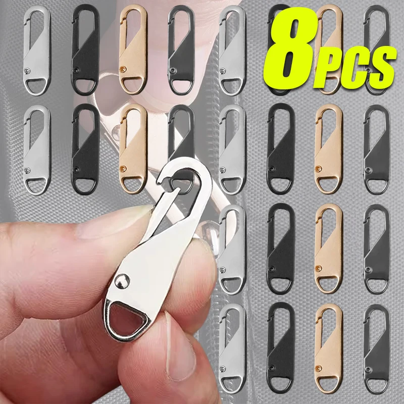 8Pcs Universal Replacement Zipper Puller for Bag Coat Zipper Removal Metal Zipper Slider DIY Crafts Sewing Tool Repair Kit