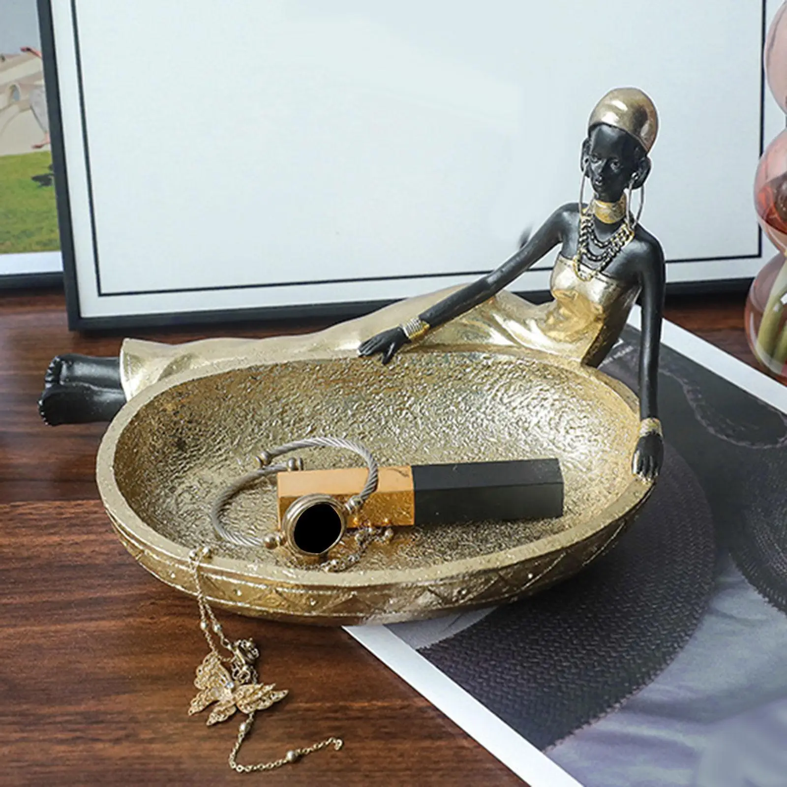 

Женская многофункциональная фигурка африканская статуэтка, статуэтка и скульптура в африканском стиле, лоток для хранения для девушек, статуэтка для спальни, дома