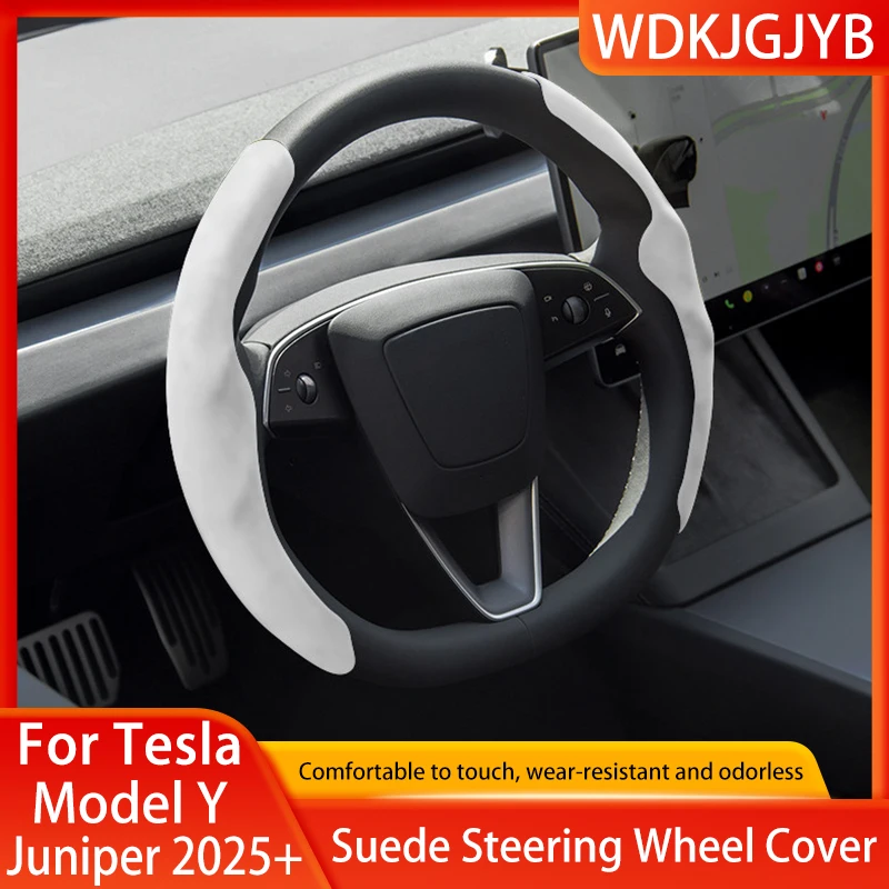 For Tesla Model 3/Y Highland Juniper Steering Wheel Cover Suede Sport Steering Wheel Cover All Season Universal Car Accessories