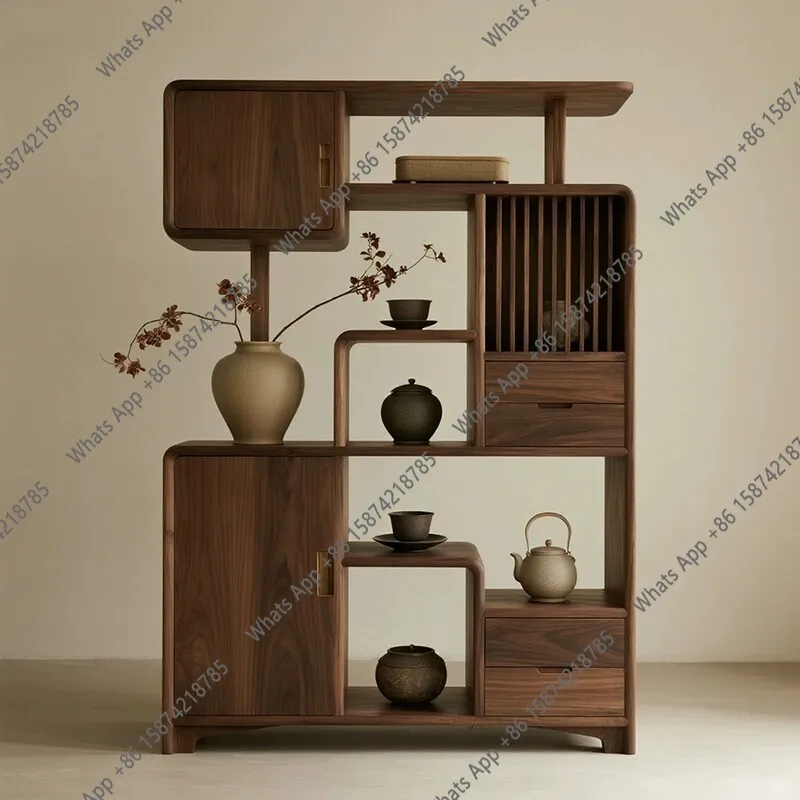 

New Chinese-style North American black walnut solid wood Bogu frame, Song-style aesthetic shelf Duobao Pavilion furniture