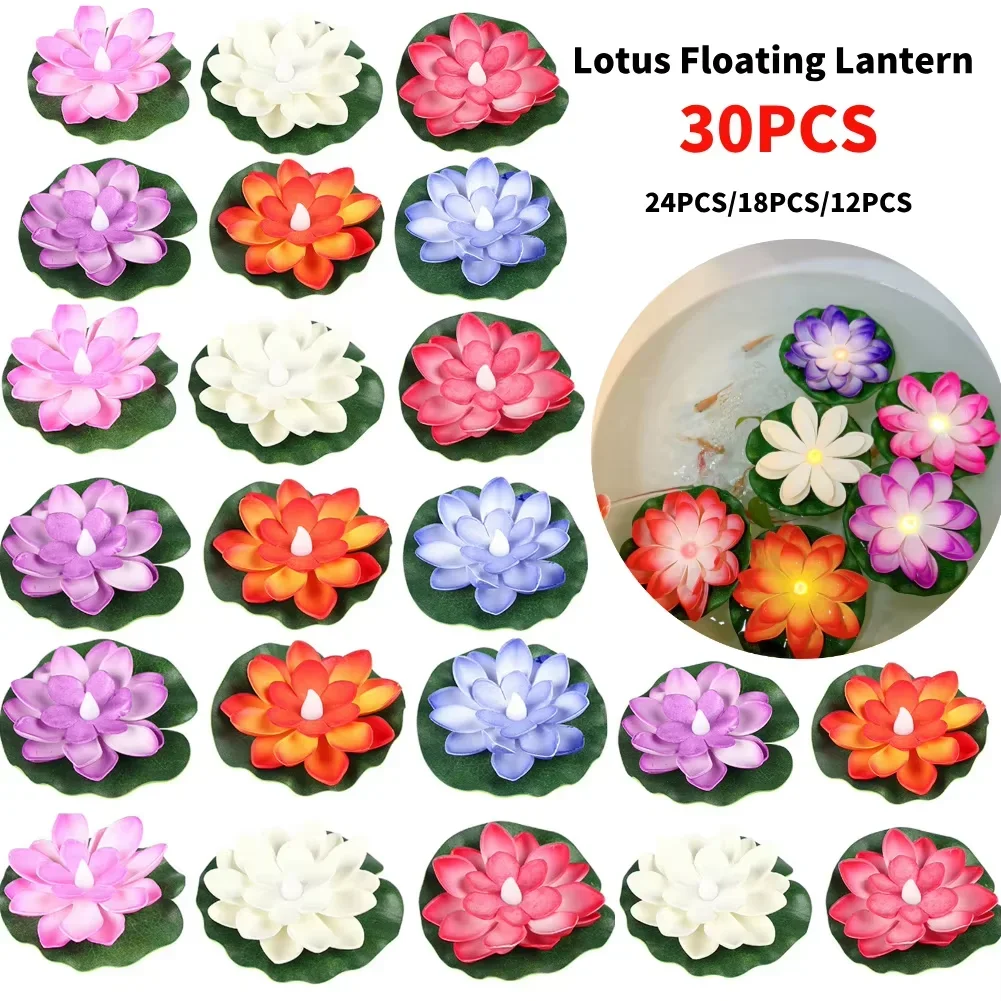 Lotus Floating Lantern Waterproof Decorative River Lantern Floating Pool Light Battery Operated Blessing Water Lily Candle Light
