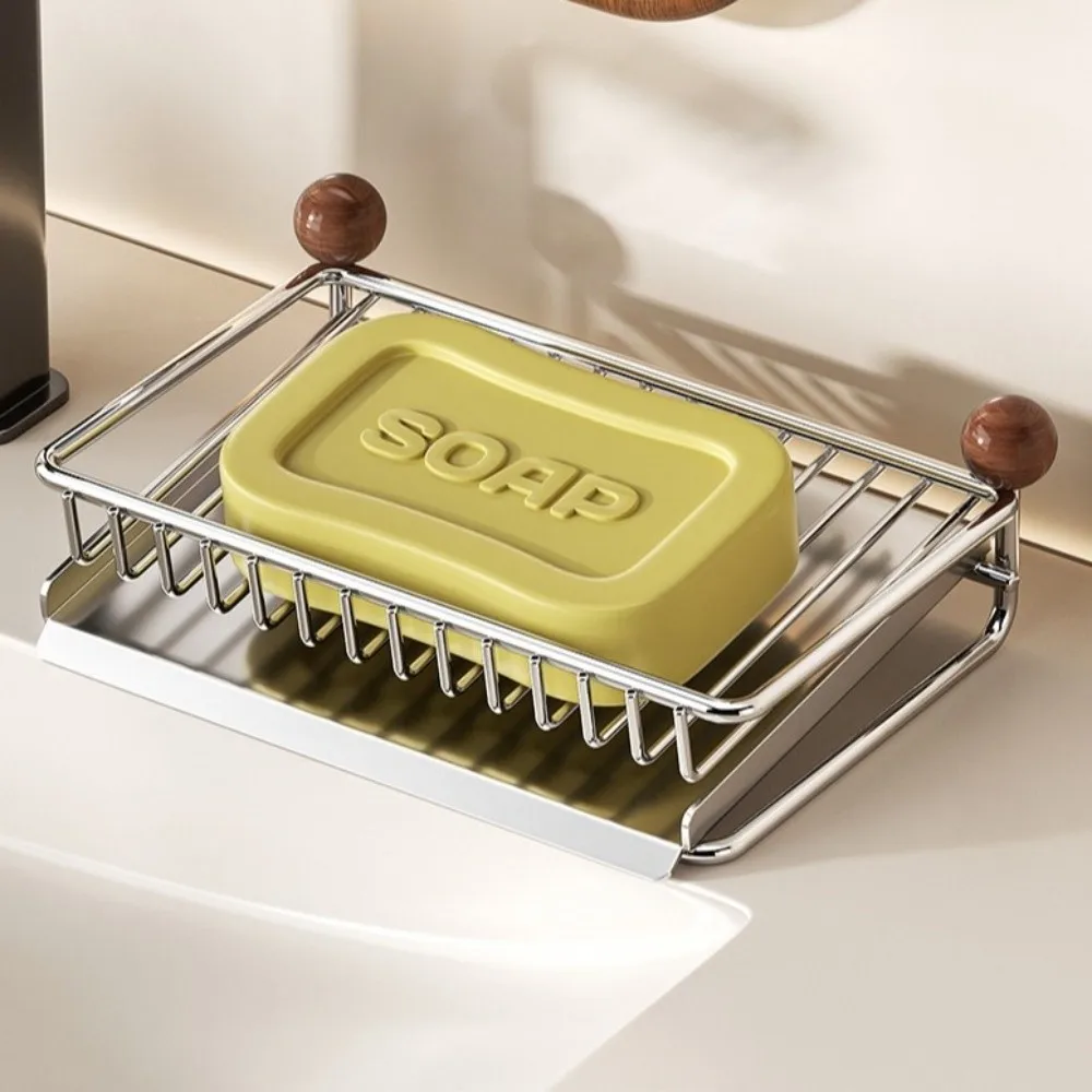 New Self Draining Stainless Steel Soap Rack with Tray Multi-scene Bathroom Storage Rack Multifunctional Soap Dish Bathroom Use