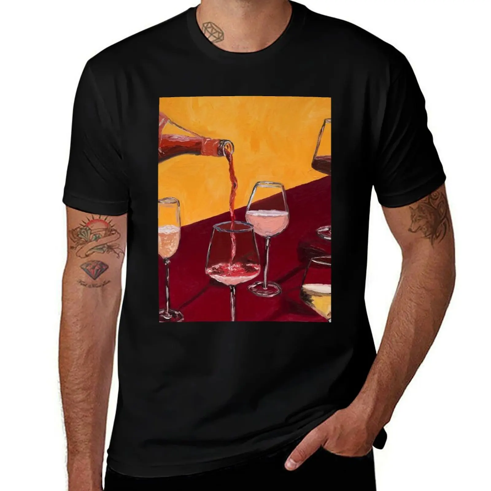 wine, red wine, alcohol, vintage, drinking, bar, wine lover, red, wine art, kitchen T-Shirt