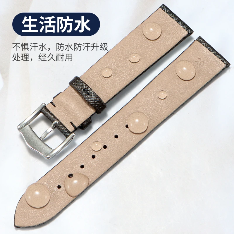 버버리, 칼빈 클라인(CK), 다니엘 웰링턴(DW), 티쏘와 호환 가능, 체크 무늬가 있는 정품 소가죽 시계 스트랩