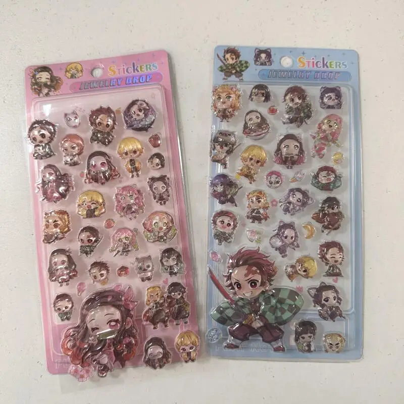 Cartoon 3D Relief Stickers Anime Peripheral One Piece Jujutsu Kaisen Demon Slayer Diy Toy Stickers Birthday Gifts for Boys Girls - view 3