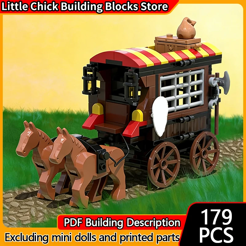 

Средневековый замок, модель MOC, строительные кирпичи, карета заключенного, модульная технология, детские праздничные подарки, сборные игрушки, костюм