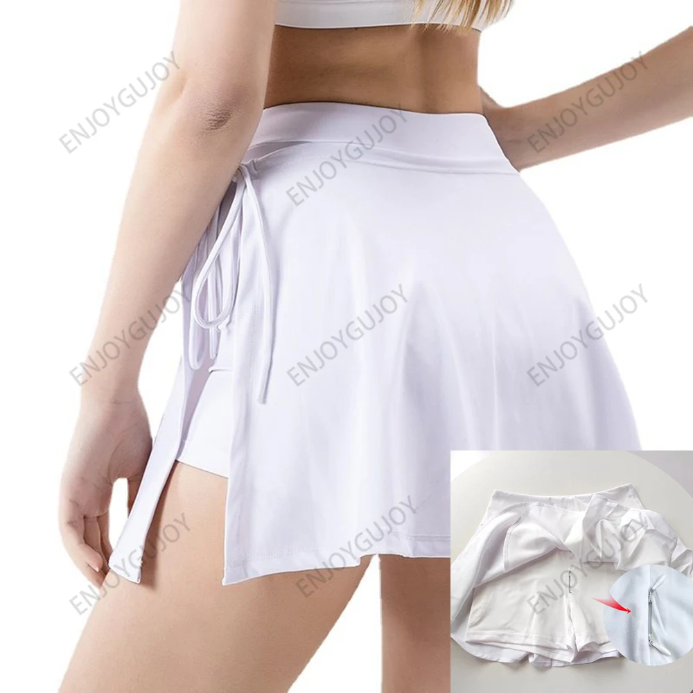 

Fake Two Piece Short Skirt Invisible Open Crotch Outdoor Sex Sports Yoga Badminton Tennis Skirt Ultra Short Mini