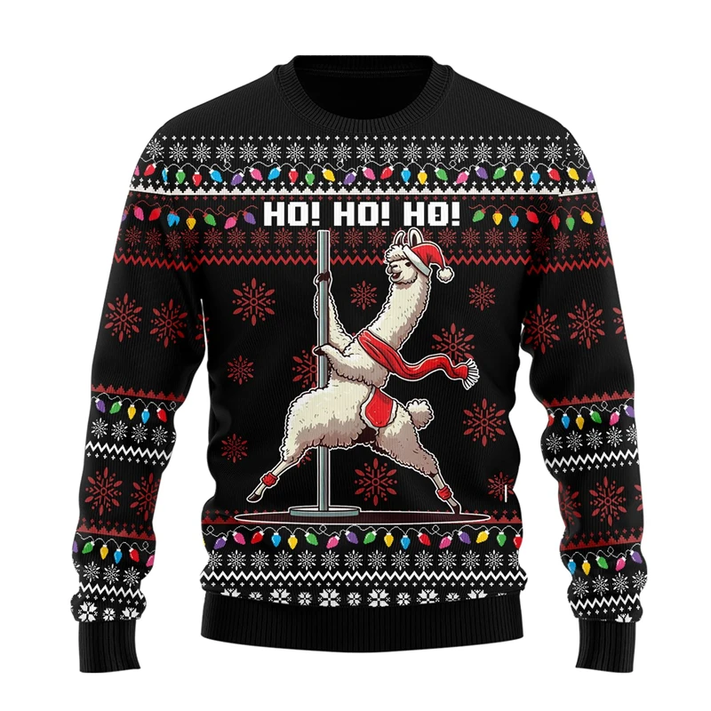 Llama Ugly Christmas Sweater For Women Men Clothes Funny Alpaca Boy Sweater Holiday Sweatshirts Casual Female Sweaters Pullovers