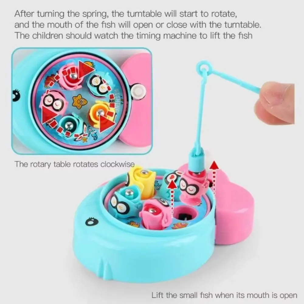 Interactive Magnetic Fishing Mini Windup Chain Water Spinning Wheel Fishing Rod Parent-Unisex