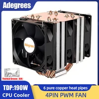Enfriador de CPU de 6 tubos de calor, ventilador enfriador de aire silencioso para PC PWM de 4 pines para Intel LGA 1366 1700 1200 1150 1151 1155 2011 X79 X99 AM3 AM4 AM5