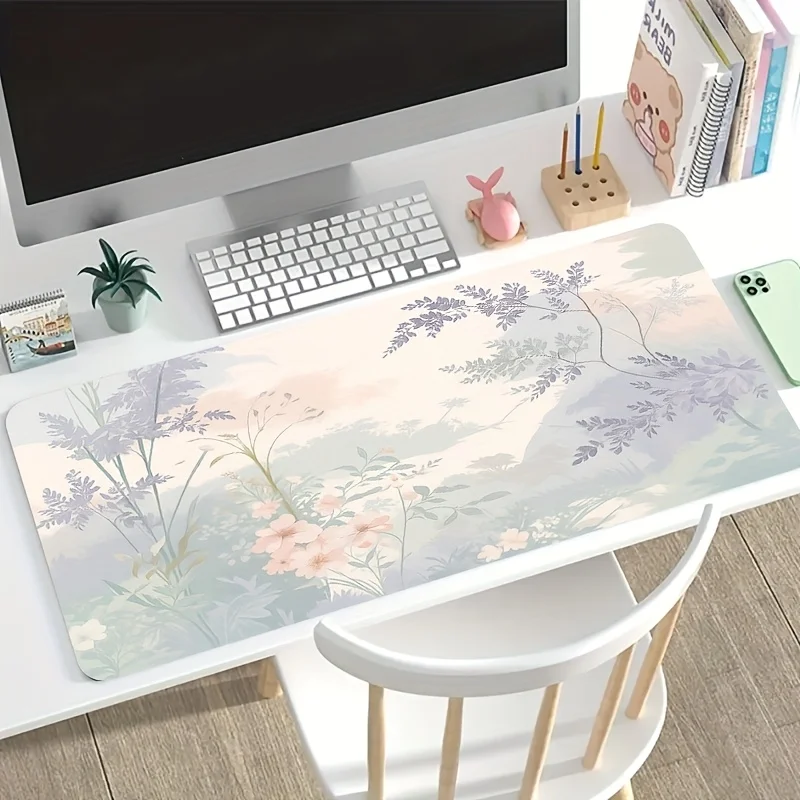 

Gaming Mouse Pad Light Colored Floral Landscape Desk Mat Computer Decorations Playmat Pc Gaming Rug Carpet Office Supplies