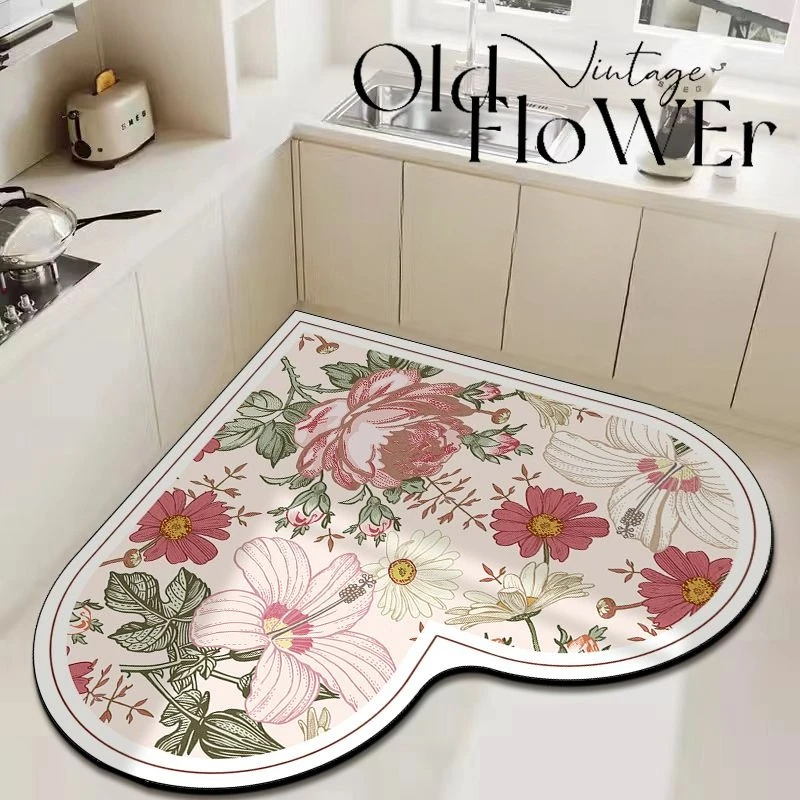 

French Diatomaceous Kitchen Floor Mat Absorbent Quick Drying Foot Mat Kitchen Oil Absorbing Carpet Dirt Resistant Can Be Cut Rug