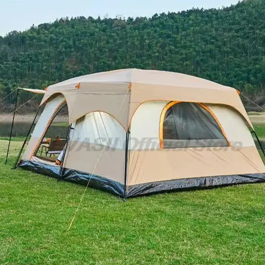 خيمة تخييم كبيرة مكونة من 5 إلى 8 أشخاص، خيمة ظهر مقاومة للماء، طبقة مزدوجة، خيمة سياحية للتنزه في الهواء الطلق #5