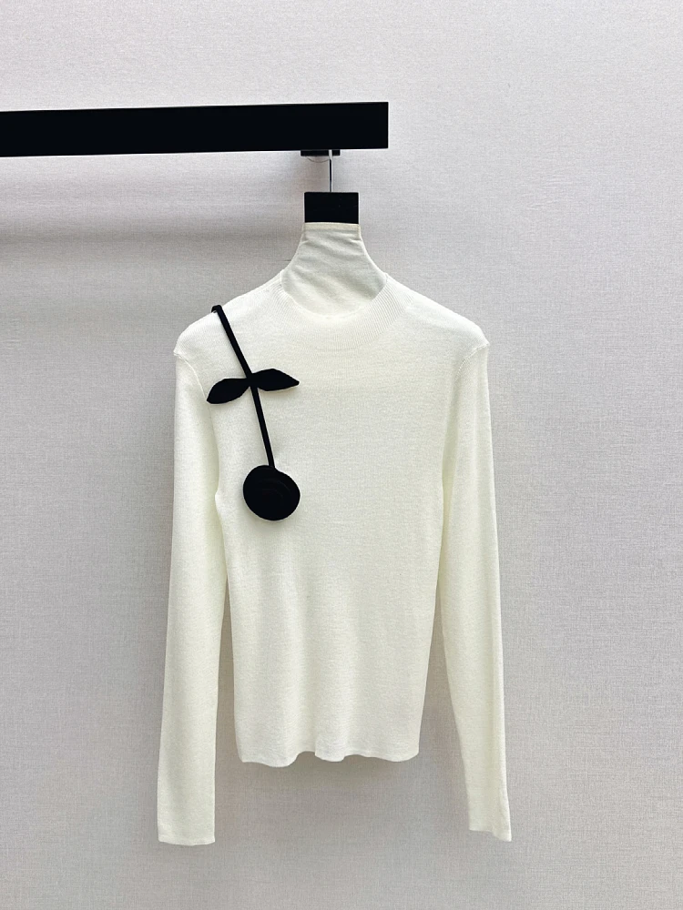 

2025 spring fashion new women's flower wool knitted jumpers ladies high quality slim sweater 4 color