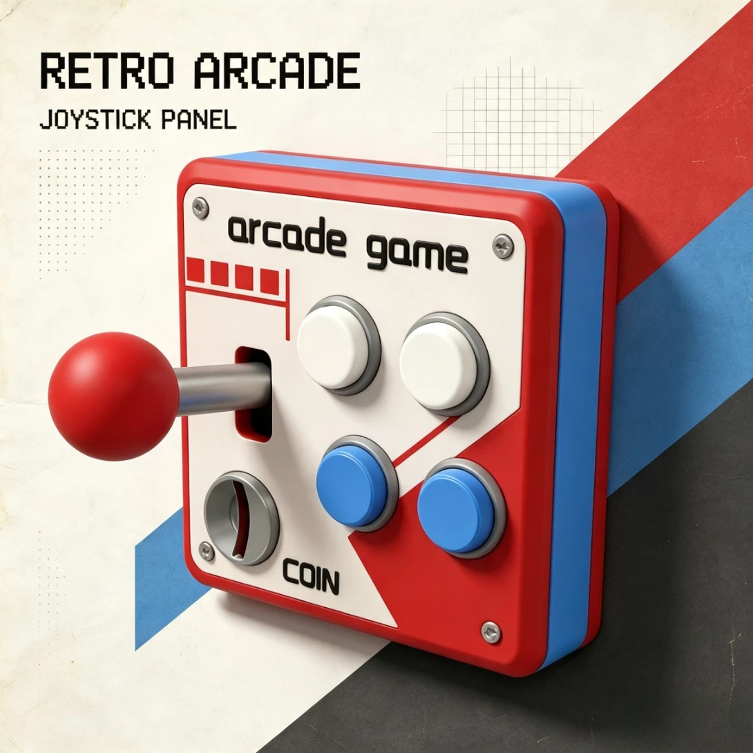 Retro Arcade Game Joystick Switch Panel 3D Printed Raised Buttons Mod Auxiliary Control Sticker