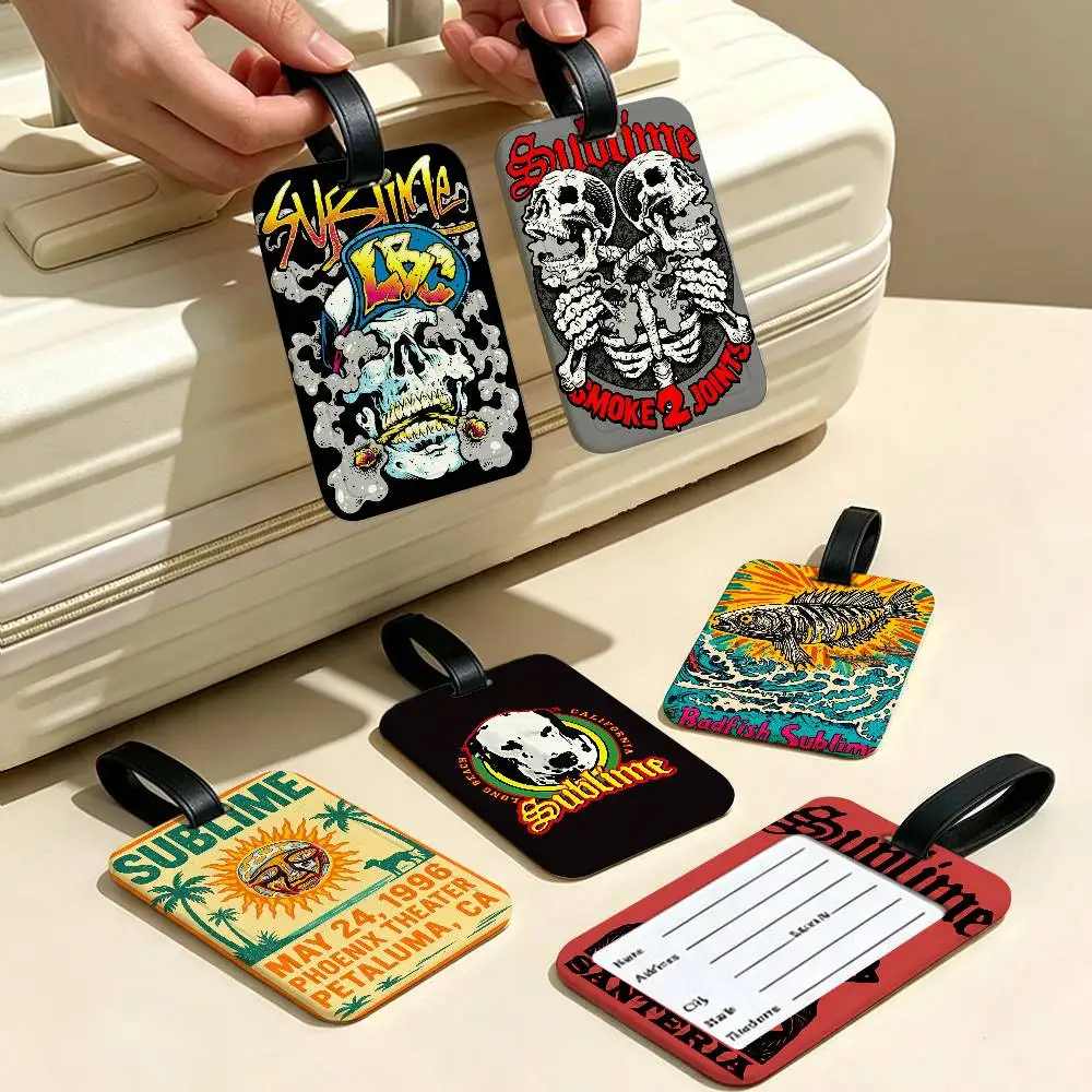 S-Sublime Classic Band PVC Waterproof Luggage Tag Anti lost Information Card Cover For Student Bag Travel Suitcase