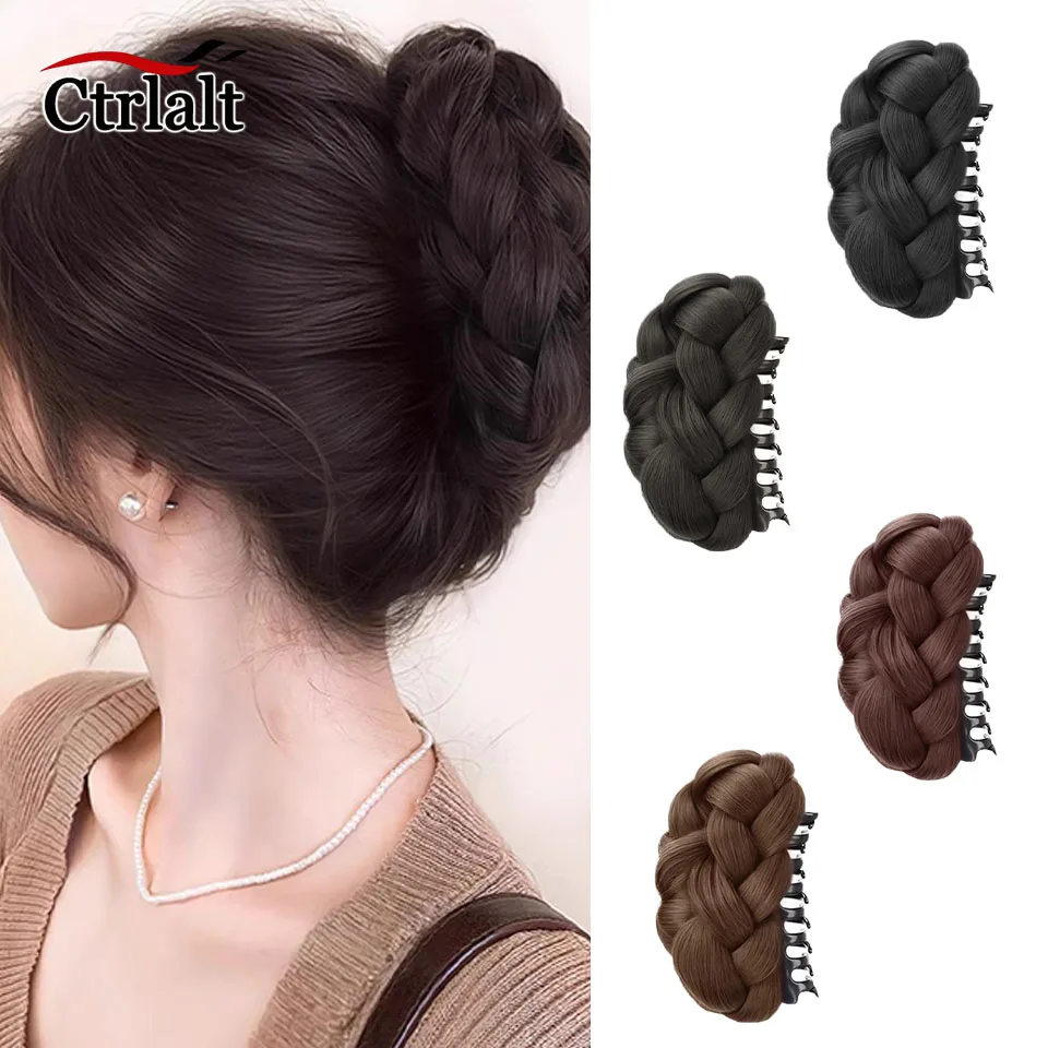 

Synthetic Fake Hair Claw Braided Chignon Dancer Hair Donut Hairpieces Scrunchie Claw Hair Bun Updo for Women Wedding Party