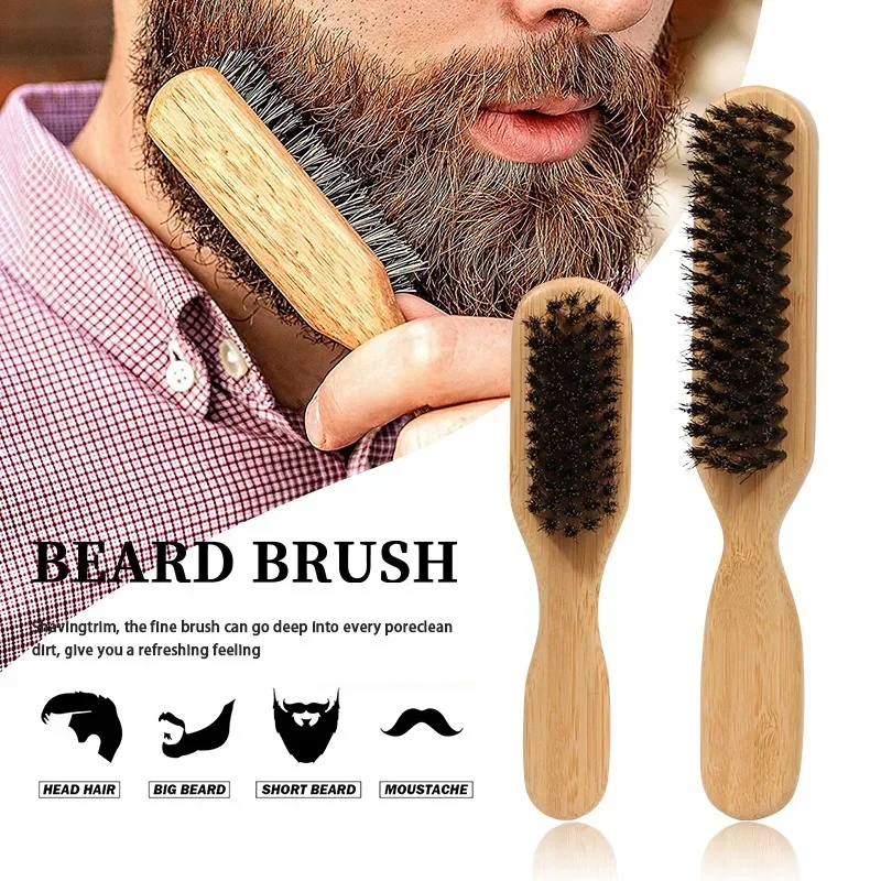 

Wood Handle Boar Bristle Cleaning Brush Hairdressing Beard Brush Anti Static Barber Hair Styling Comb Shaving Mustache Tools