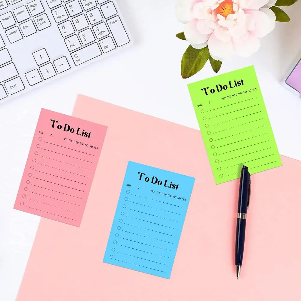 Task Management Tool Bright Colors Sticky Notepad Set 8pcs Fridge Time Schedule To-do List Shopping Grocery List Small Planning