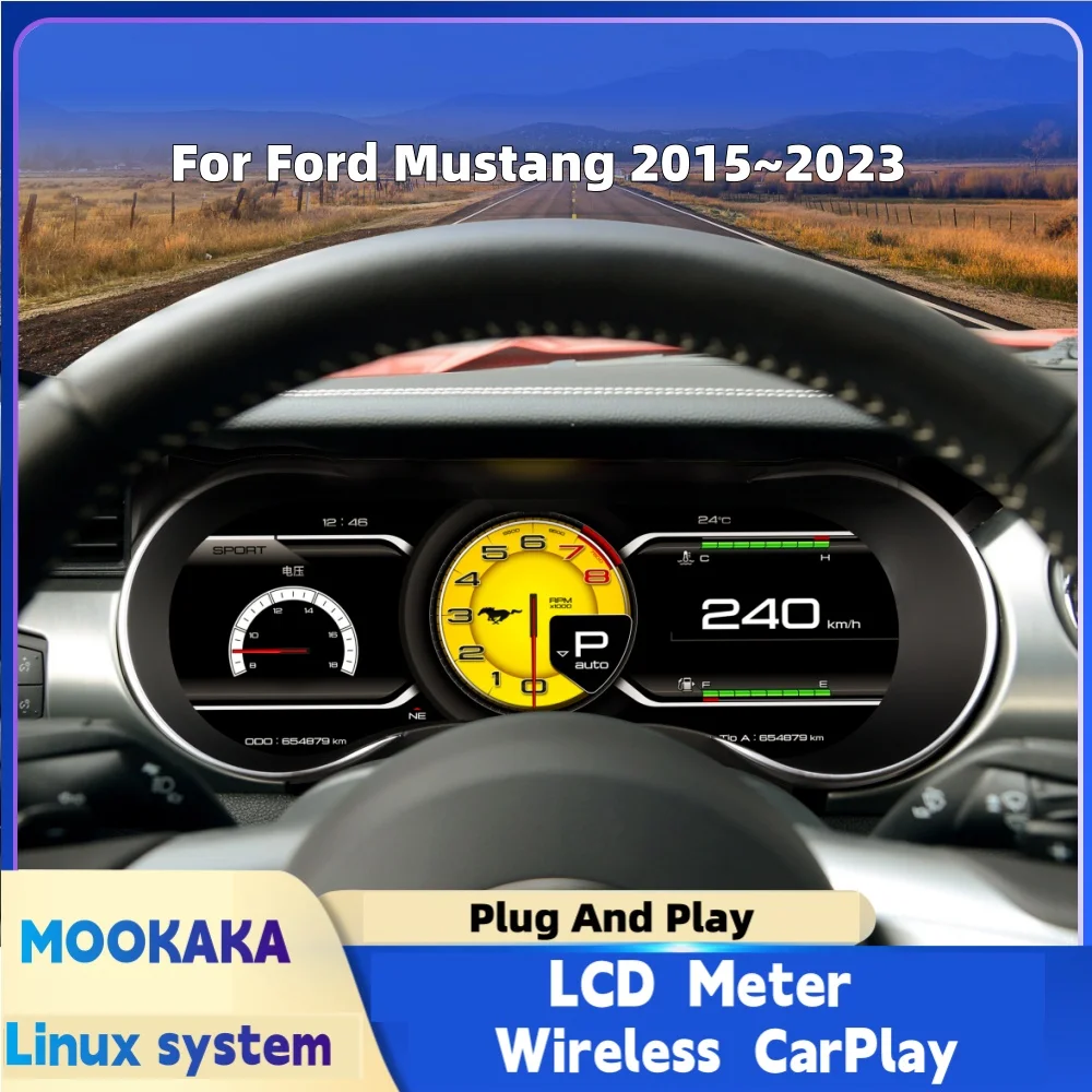 Digital Dashboard For Ford Mustang 2015~2023 Car Cluster LCD Meter Virtual Cockpit Digital Instrument Panel