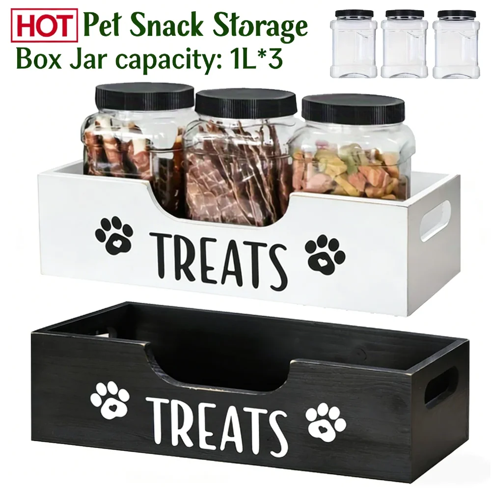 

Airtight Dog Treat Container Wooden Large Capacity Pet Food Storage Holder Multi-Purpose for Dog Cat Snack Organizer Gift