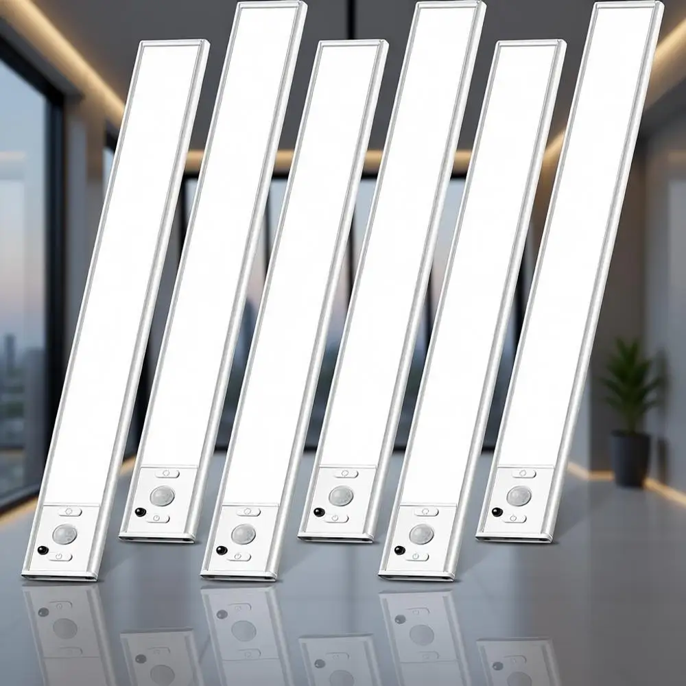 

Комплект из 6 светодиодных светильников под шкафом, перезаряжаемых через USB, с пультом дистанционного управления, датчиком движения, 350 люмен, 3 цветовых режима для дома
