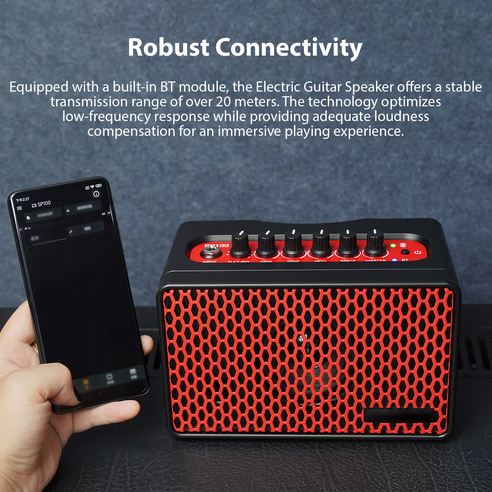 

10W Electric Guitar Amp Portable Guitar Practice Speaker 9 Tones Rechargeable with Chorus Phase Tremolo Reverb Delay Effects