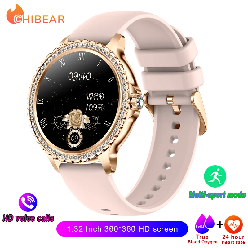 AMOLED-scherm Smart Watch Hartslag Bloed Zuurstof Mode Damesarmband 2023 Bluetooth Oproep Smartwatch Dames voor Android IOS