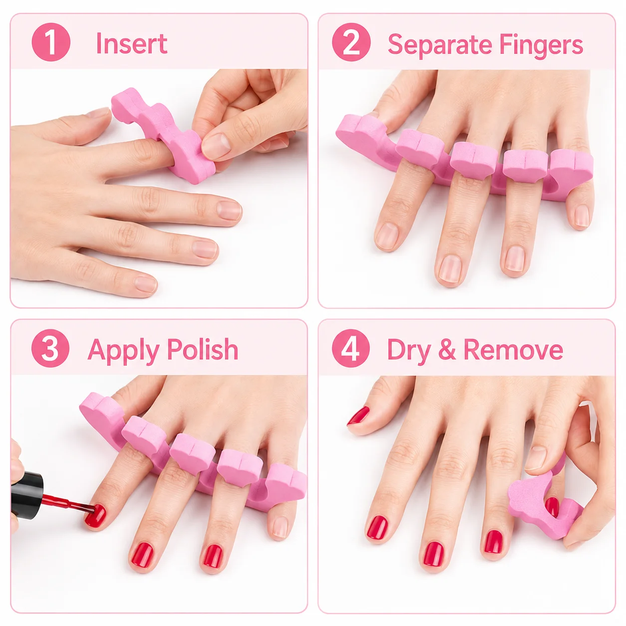 Foam Finger & Toe Separators, Soft Heart Shape Nail Polish Spacers for Manicure Pedicure, Salon & Home Use