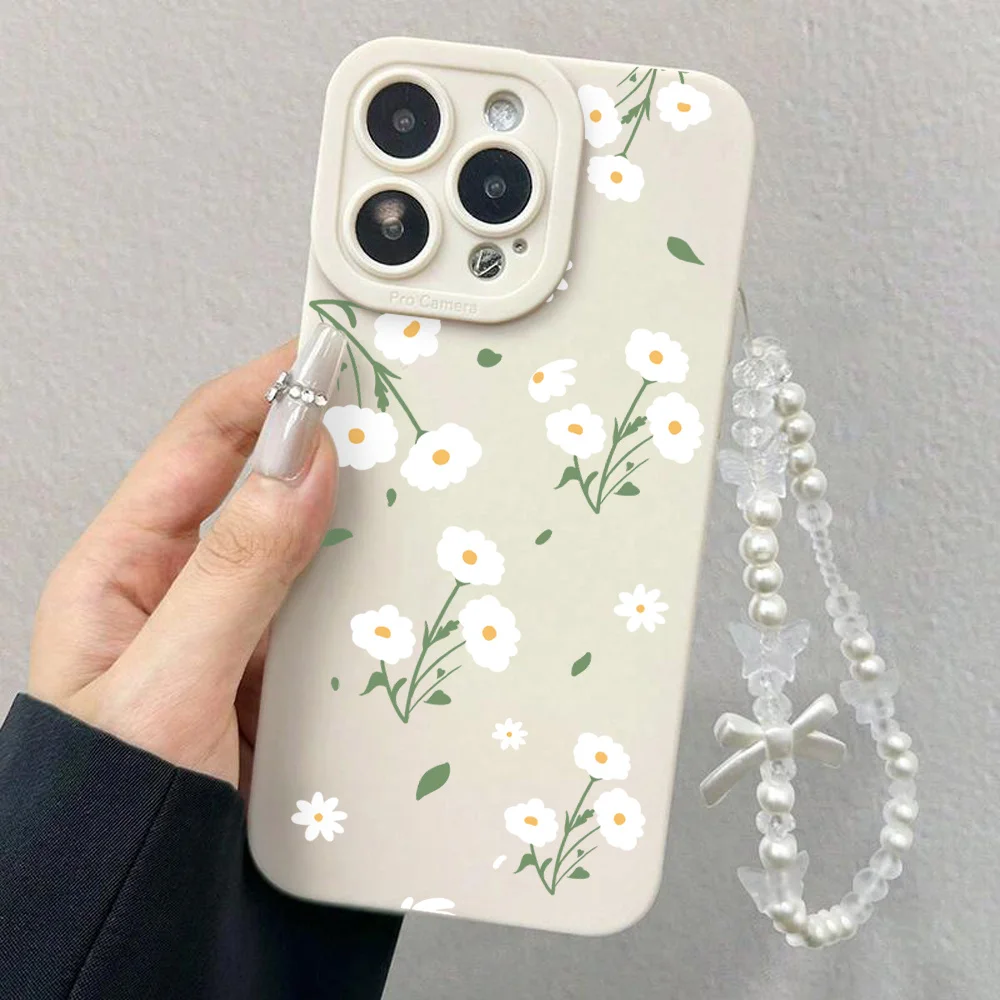 Daisy Korean INS TPU Lanyard Phone Case For iPhone 17 16 15 14 13 12 11 Pro Max X XS XR 16E 17E 7 8 16 Plus Wrist Strap Cover view 3