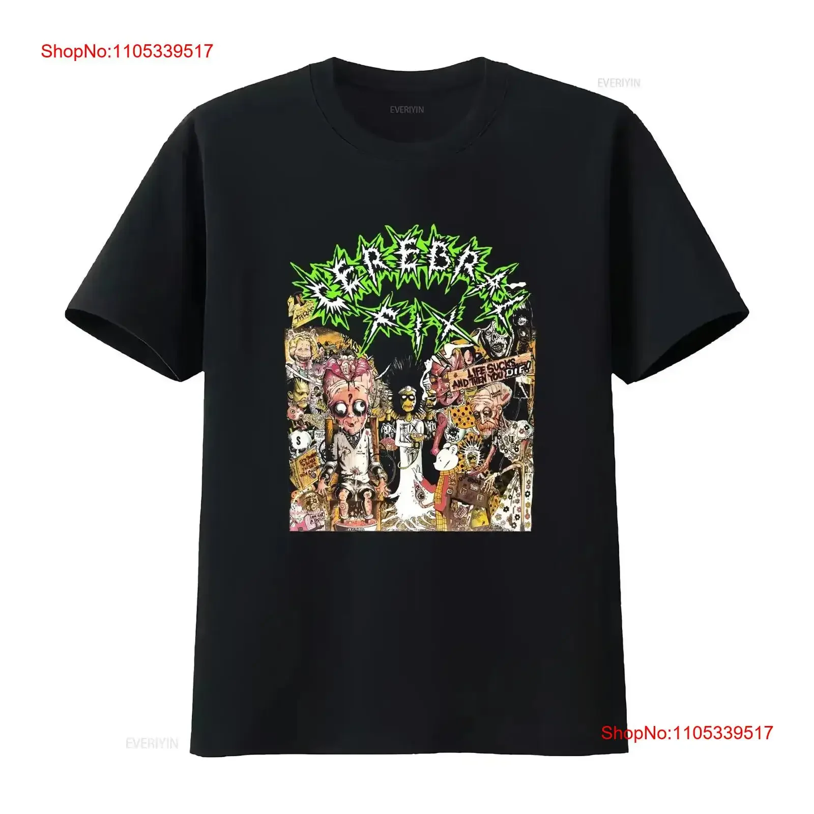 CEREBRAL FIX LIFE SUCKS AND THEN YOU DIE'88 NEW BLACK T SHIRT vintage Washed Comfortable designer clothes streetwear vintage