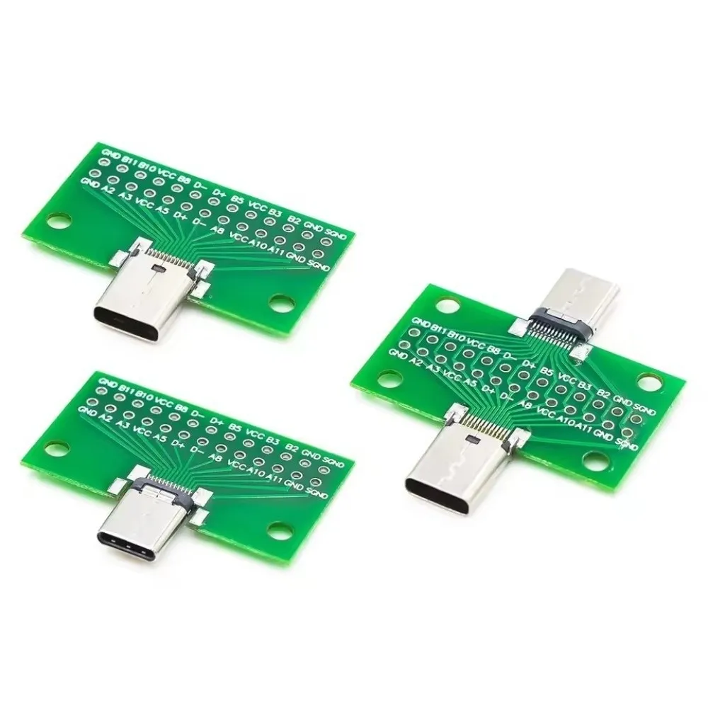 Hot Male to Female USB Type-C Adapter 2.54mm Pitch Data Transfer USB 3.1 PCB Adapter 24 Pin Type-C Connector For Data Line