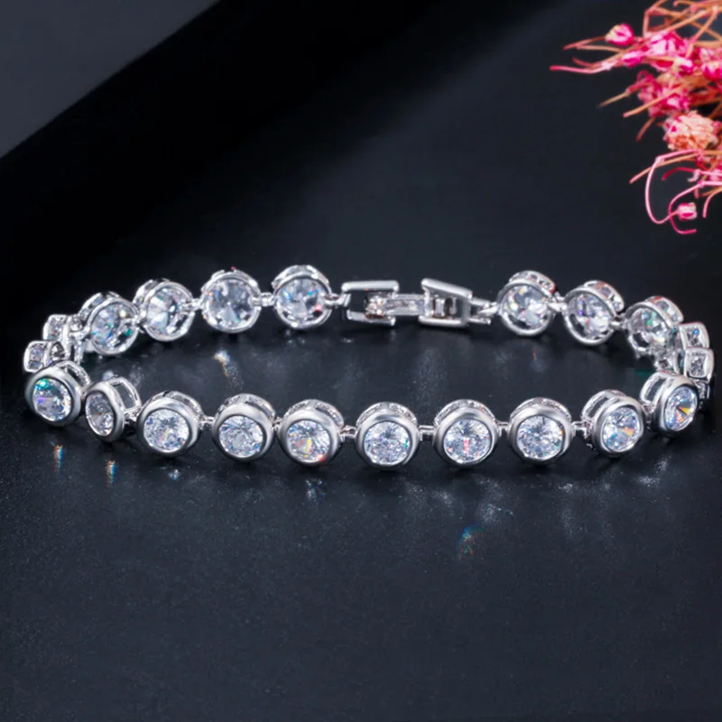 Pera Multicolor Red Cubic Zirconia Yellow Gold Color Round Big Women Tennis Chain Bracelets for Daily Party Prom Jewelry B155