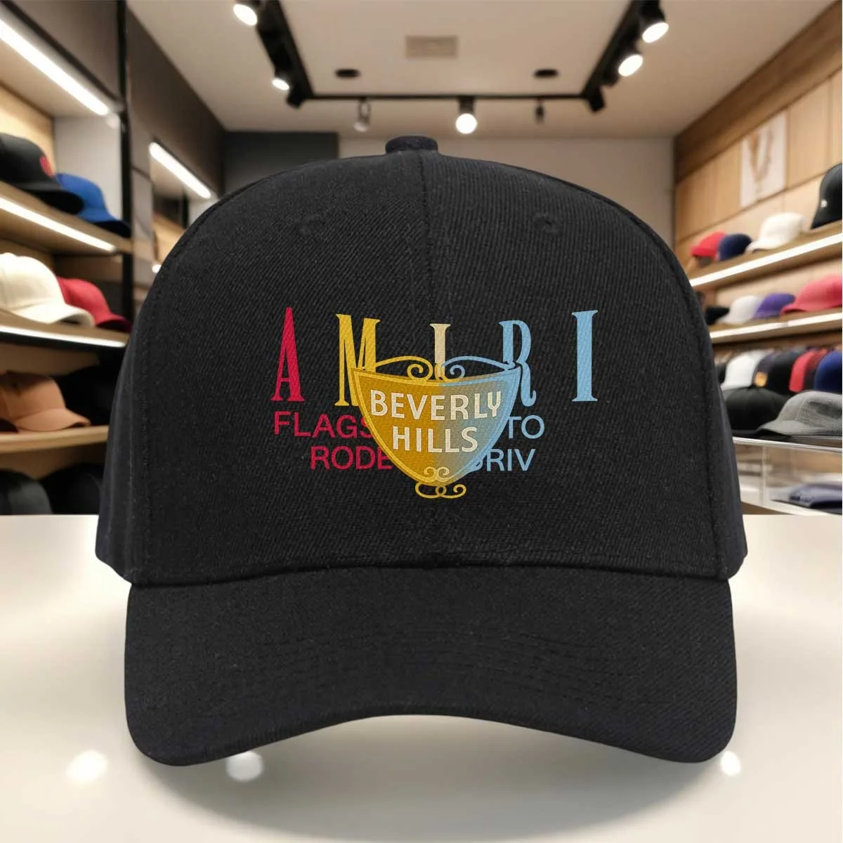 Beverly Hills Baseball Cap Retro Adjustable Hat with Iconic Emblem & Iconic Lettering, Round Top Curved Brim, Suitable for,, Bac