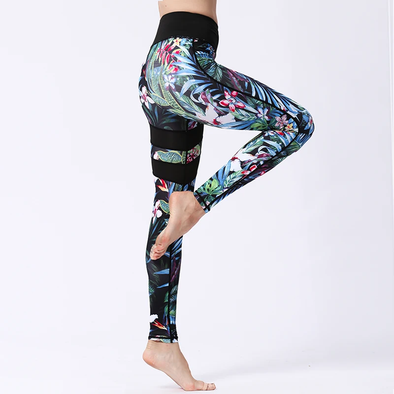 Fitness Yoga Pants Training Leggings Gym Sport 2021 Slim Booty High Waist Tights Running Jogging Tummy Control Printed Trousers