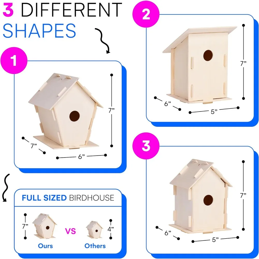 Imagem -03 - Kits de Madeira da Casa do Pássaro com Tiras de Tinta Pincéis Adesivos Cordas Artes e Ofícios Criativos para Crianças e Adultos Bricolage 12