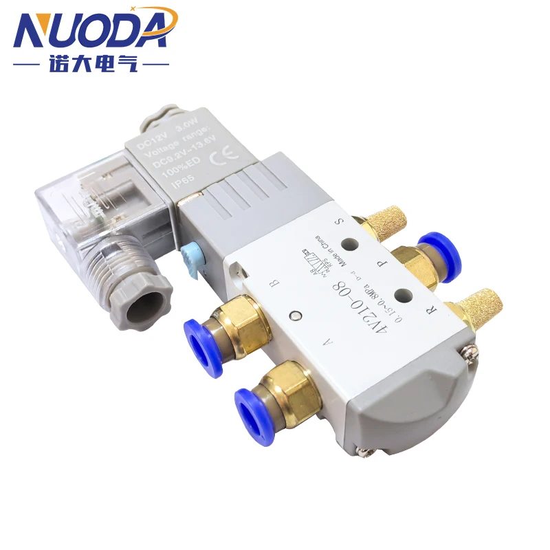 Pneumatic Electric Solenoid Valve 4V210-08 5 Way 2 Position Control Air Gas Magnetic Valve 12V 24V 220V 4mm-12mm Hose Fittings